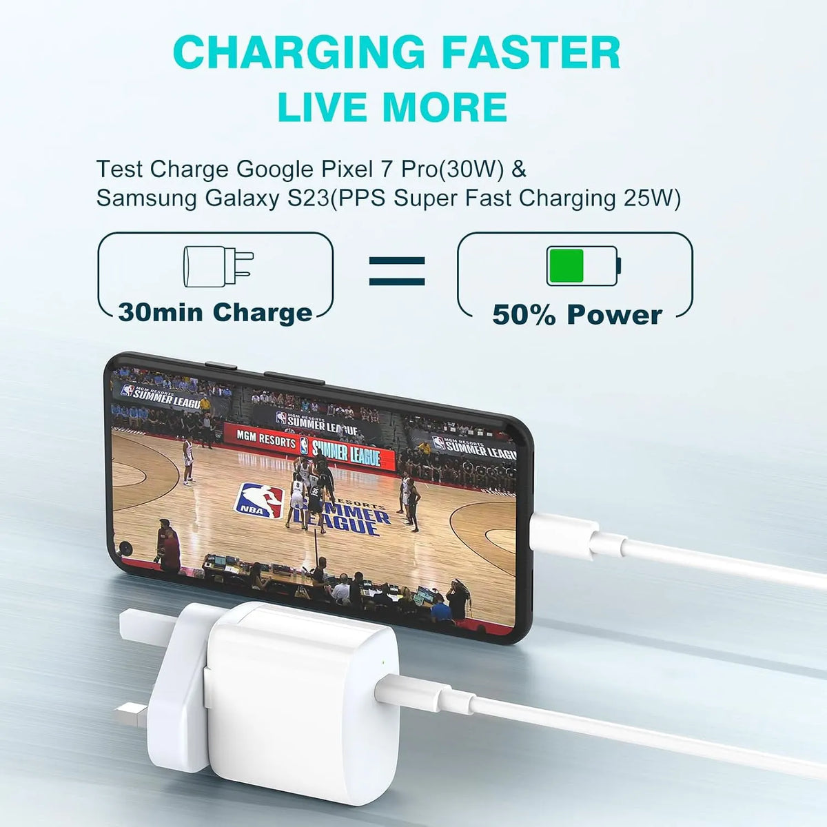 30W USB-C polnilnik s kablom USB-C 2 m