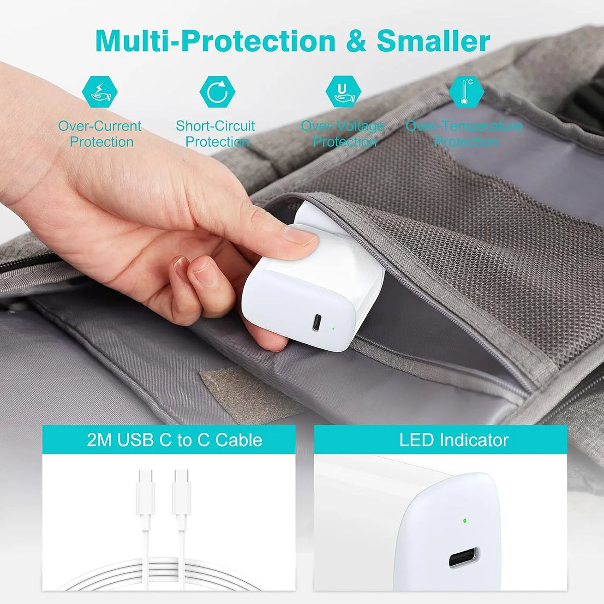 30W USB-C polnilnik s kablom USB-C 2 m
