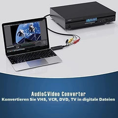 VHS na digitalni pretvornik USB 2.0 za zajem videa in zvoka, črn