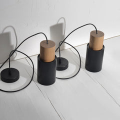 OUGLRES moderna leseno-aluminijasta viseča svetilka