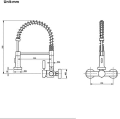 TONDIY stenska kuhinjska pipa z izvlečno prho iz nerjavečega jekla