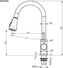 TONDIY 360° vrtljiva kuhinjska pipa z izvlečno prho in 3 načini curka