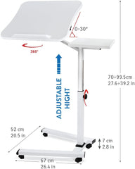 TATKRAFT nastavljiva mizica na kolesih za prenosnik z dodatno površino za miško