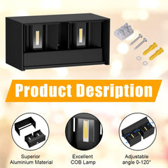 KLIGHTEN 24 W LED stenska svetilka z nastavljivim svetlobnim kotom - set 2 kosa