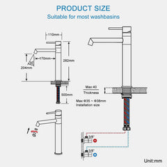 ULYITD visoka armatura za umivalnik 204mm 360°