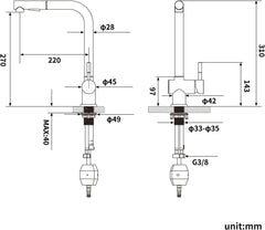 AURALUM kuhinjska armatura z izvlečno prho – mat črna