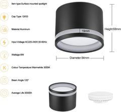 KYOTECH LED stropni nadgradni reflektor,6 W, 3000 K, 550 lm - mat črna