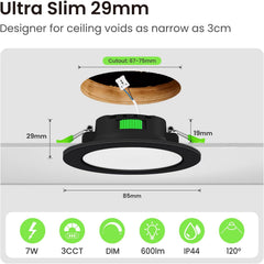 6x ALUSSO 85mm LED vgradni reflektorji s 3 barvnimi temparaturami - 7 W