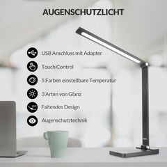 LED Zatemnilna Namizna Svetilka z USB Priključkom