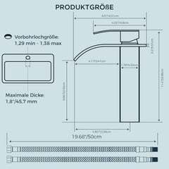 FORIOUS Kopalniška Armatura Z Vodopadnim Izlivom - 220 mm, mat črna