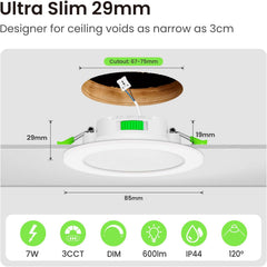 6x ALUSSO 85 mm LED vgradni reflektorji s 3 barvnimi temparaturami - 7 W