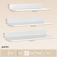 WISFAME Kovinske Stenske Police brez Vrtanja - set 3 polic