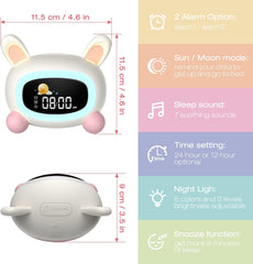 LEMNOI Otroška budilka z nočno svetilko z barvno osvetlitvijo in funkcijo spanja