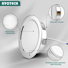 KYOTECH vgradna krom LED svetilka za pohištvo, 4 W, 4000 K, nevtralna bela, zatemnljiva, G4