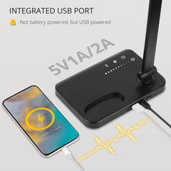 iVict LED namizna svetilka z dvojno vrtljivo roko in USB polnjenjem