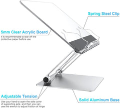 SHUOSUO nastavljivo in zložljivo stojalo za knjige iz aluminija in akrila