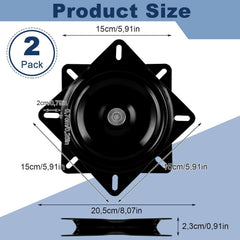 2x AKOLAFE 360° vrtljiva kovinska plošča 154 mm