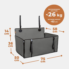 WUGLO siv vodoodporen avtomobilski sedež za pse do 26 kg - velikost L