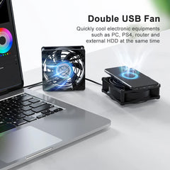 ELUTENG 80mm dvojni USB ventilator za hlajenje naprav