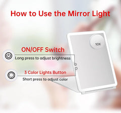 FUNTOUCH USB LED kozmetično ogledalo s 1x/10x povečavo