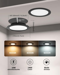 6x GREBEAM LED stropna svetilka 16W 1400lm IP44