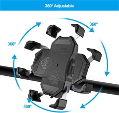 Brezžični nosilec za telefon z 15 W Qi + USB QC 3.0 polnjenjem za motor
