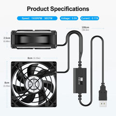 ELUTENG 80mm dvojni USB ventilator za hlajenje naprav