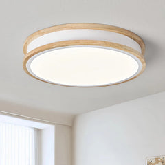 VIKAEY LED 30 cm stropna svetilka bela z lesom