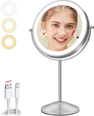 AUMVUM 20 cm LED kozmetično ogledalo z 1x/10x povečavo