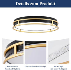 VIKAEY 41,5 cm LED črno-zlata stropna svetilka
