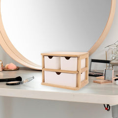 FWEEK lesena škatla za shranjevanje s 3 predali