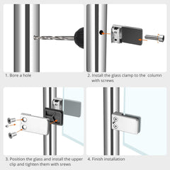 Komplet 5 nosilcev za steklo iz nerjavečega jekla z 2 imbus ključema