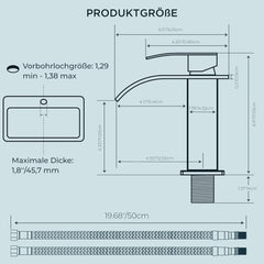 FORIOUS Kopalniška Armatura Z Vodopadnim Izlivom - Mat črna, 110 mm