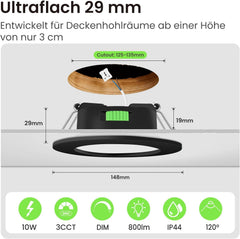 6x ALUSSO 148 mm LED vgradna svetilka