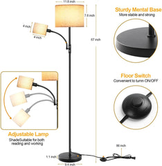 OTREN talna svetilka z lanenim senčnikom in stikalom za vklop s stopalom