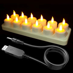 12x SOULBAY polnilne LED čajne svečke s polnilno postajo
