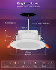 6x VARICART Pametna LED vgradna svetilka RGB 7W