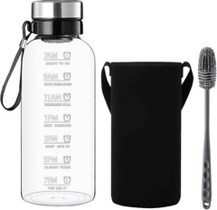 RNCKUUE 1,5 l steklena steklenica z etuijem, filtrom in ščetko