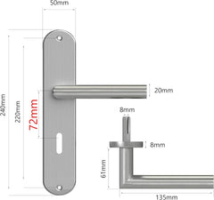 3x AWMNSRMAN komplet kljuk za notranja vrata 72 mm DIN BB