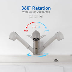 Izvlečna kuhinjska armatura z dvema načinoma curka – granitno siva