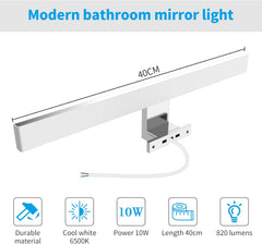 LED svetilka za kopalniško ogledalo 40 cm, 10 W, hladna bela