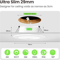 ALUSSO 6x 78 mm LED vgradni reflektorji s 3 barvnimi temperaturami