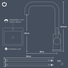 FORIOUS Kuhinjska Armatura Z L-Oblikovanim Izlivom In 360° Vrtenjem