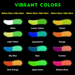 FANSARRICHE Glow in the dark 3D vodoodporne fluorescentne barve - 12 x 20 ml