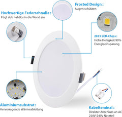GREBEAM LED stropne vgradne svetilke, 12 W - komplet 12 kosov