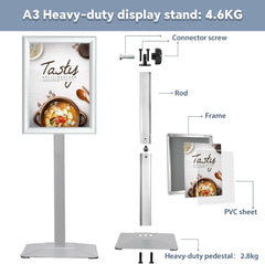 STANDNEE aluminijasto talno stojalo za plakate in obvestila - A3 Format