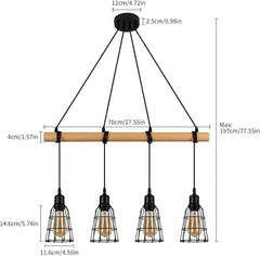 FORCOSO Rustikalna Lesena Viseča Svetilka