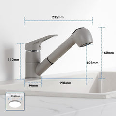 Izvlečna kuhinjska armatura z dvema načinoma curka – granitno siva