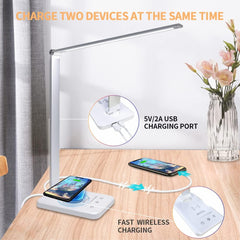 LED namizna svetilka z brezžičnim polnjenjem in USB priključkom