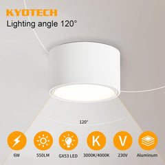 KYOTECH LED stropni nadgradni reflektor 6 W, 3000 K, 550 lm